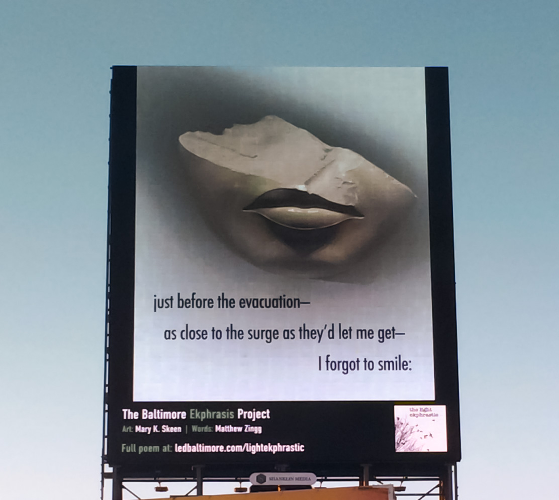 Billboard Project: Listen by Mary Skeen with For Sure We Are Two Human Beings poem by Matthew Zingg.